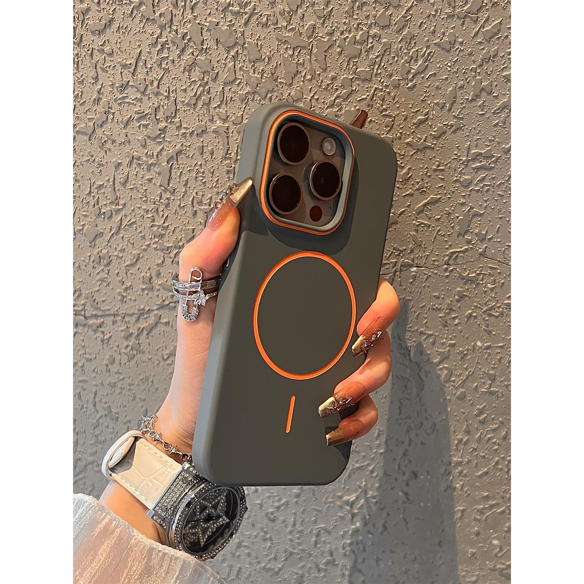 灰色大孔细磁吸圈适用苹果16手机壳新款16promax套iphone16pro防摔15promax硅胶苹果15全包苹果13女14pro男士