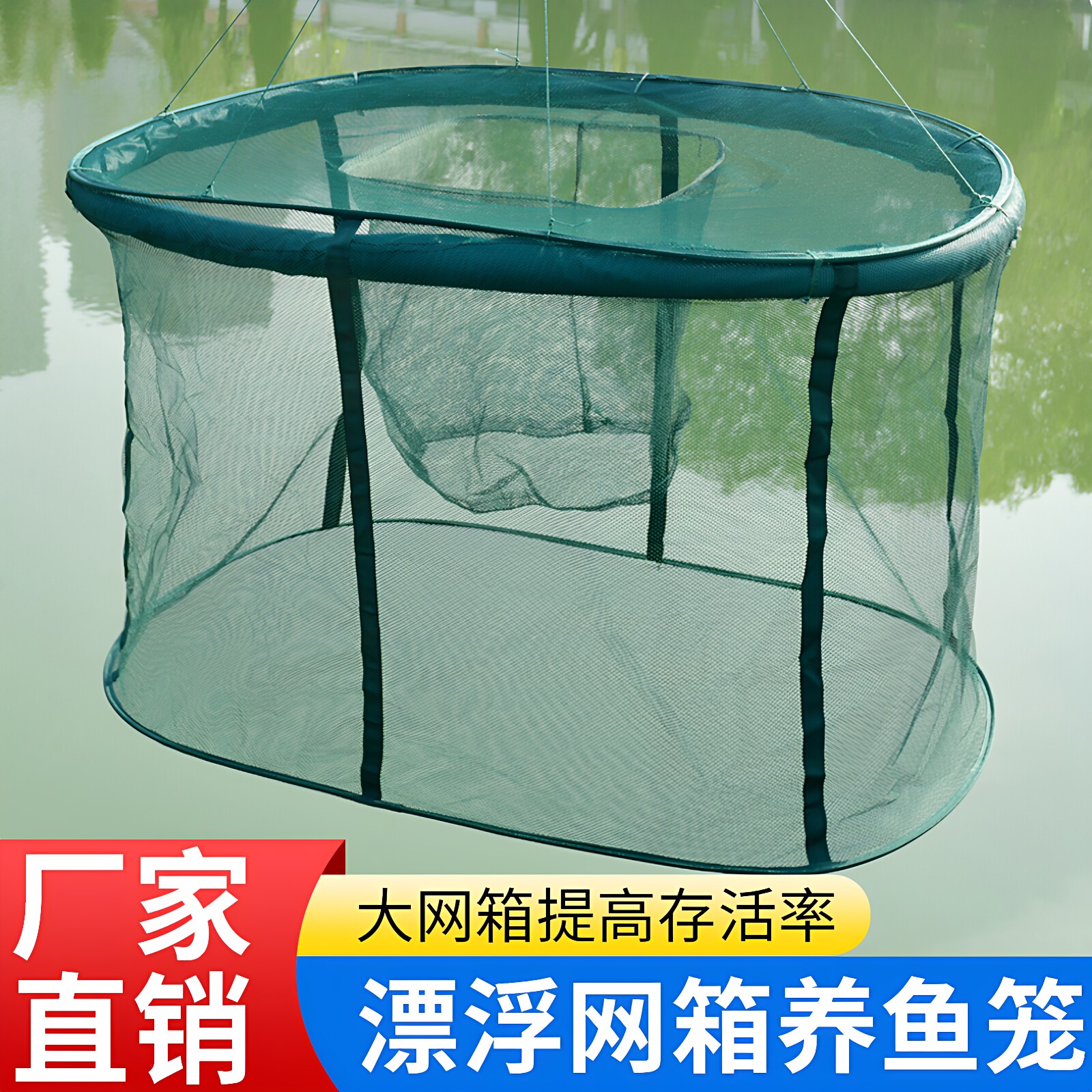 折叠锦鲤养殖网箱漂浮网箱鱼护病鱼隔离网箱可折叠鱼护暂养鱼护