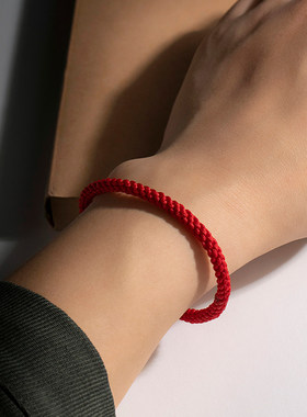 无扣手腕红手绳手工编织手串