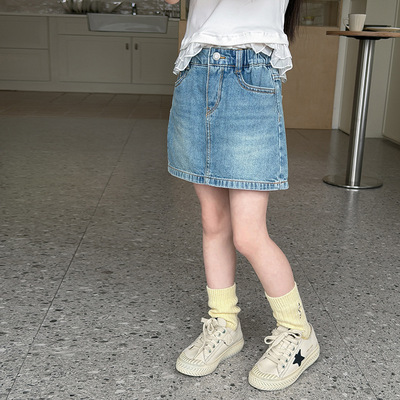 女童韩系辣妹包臀牛仔半身裙
