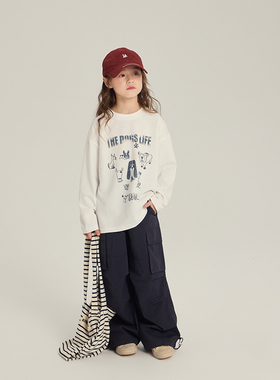 Yumi妈女童字母印花长袖T恤秋款儿童卡通打底衫上衣 25F166