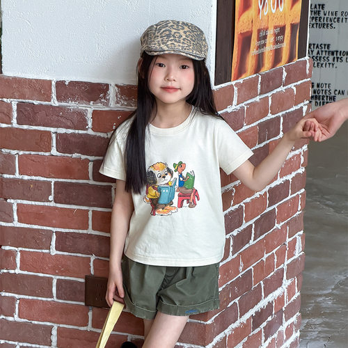 女童短袖女童修身全棉短款T恤
