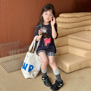 25E054 短袖 Yumi妈 儿童可爱卡通腊肠狗T恤夏女童休闲韩版