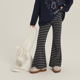儿童百搭简约高弹长裤 Yumi妈女童韩系条纹喇叭裤 秋装 25F169