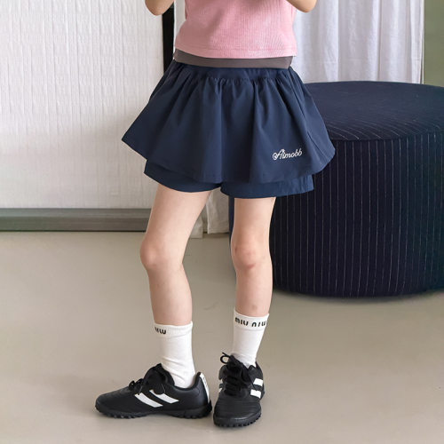 【21号限时75折上新】女童夏季儿童刺绣字母运动花苞裙裤26B093