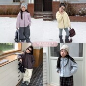 Yumi妈儿童冬季 保暖休闲校园时髦卫衣女童软萌毛绒连帽外套25K010