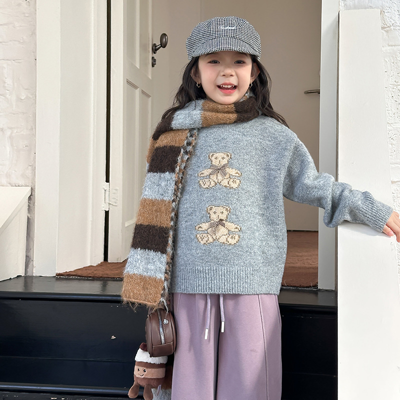 立体蝴蝶结小熊毛衣25H173