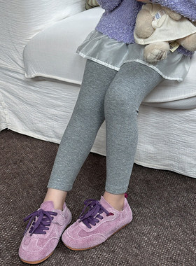 Yumi妈女童修身百搭高弹裤子儿童柔软舒适精棉螺纹打底裤25F005