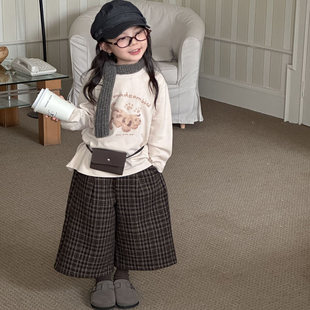 25H050 T恤儿童小狗可爱打底衫 Yumi妈2025冬季 女童加厚保暖加绒款