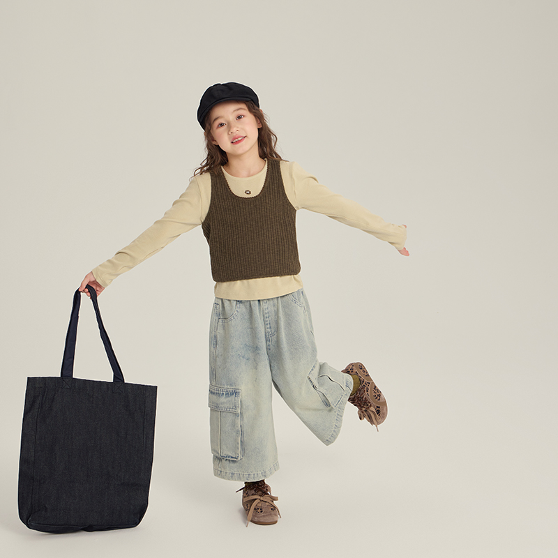 女童韩系长袖+背心两件套