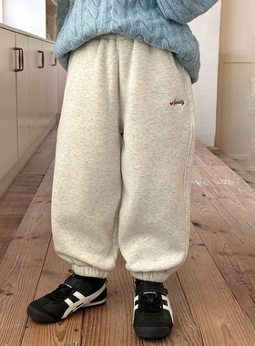 复合350g撸猫绒儿童加绒加厚保暖一条过冬休闲宽松卫裤子 24B041