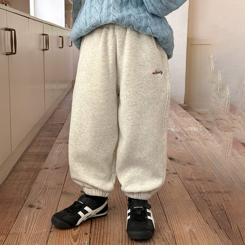 复合350g撸猫绒儿童加绒加厚保暖一条过冬休闲宽松卫裤子 24B041