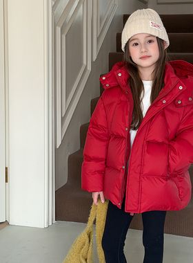 Yumi妈冬季女童宝宝石墨烯科技抗风男女童保暖连帽羽绒服25YR012