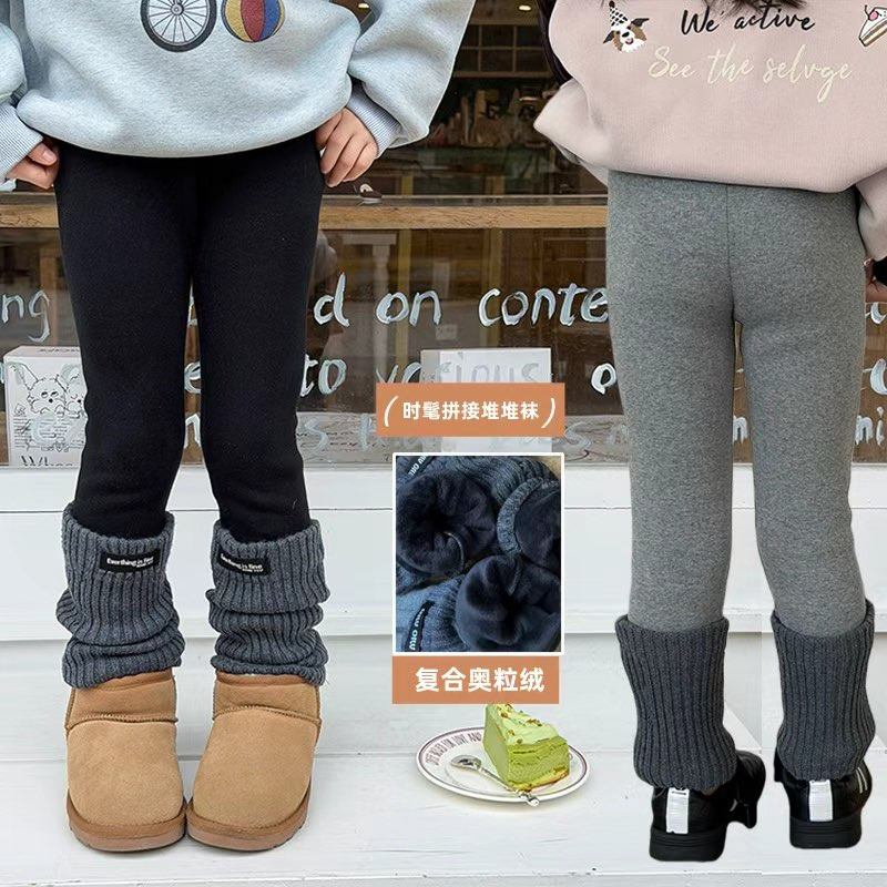 Yumi妈女童宝宝新款撸猫绒儿童撞色修身百搭拼接袜套打底裤25K050,童装/婴儿装/亲子装,裤子,淘宝优惠券,粉丝福利购,淘宝优惠卷