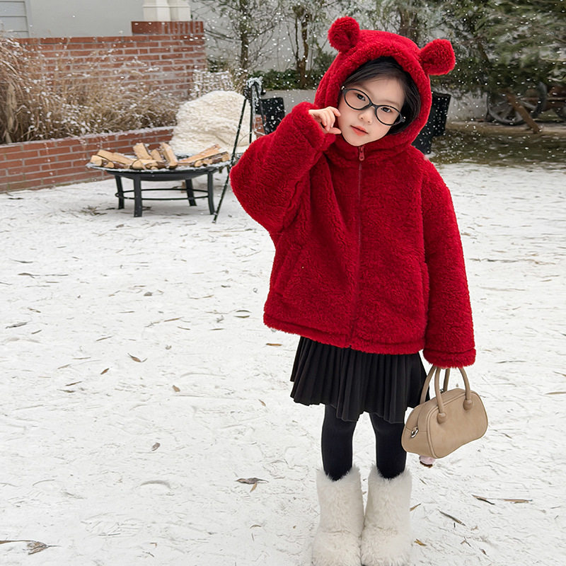 Yumi妈儿童冬季加厚加绒新年红棉衣女童宝宝小熊耳朵帽棉服25M006,童装/婴儿装/亲子装,普通外套,淘宝优惠券,粉丝福利购,淘宝优惠卷