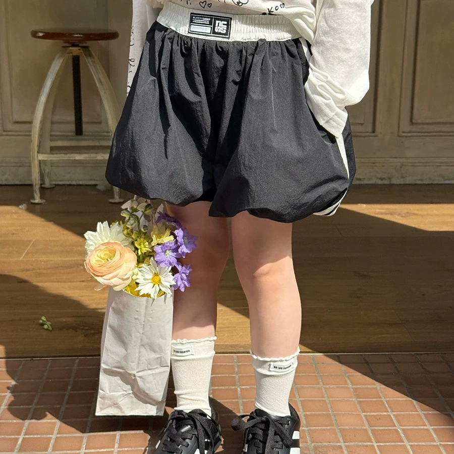 Yumi妈 中大小女童休闲撞色条纹时髦辣妹风花苞短裤 25C023,童装/婴儿装/亲子装,裤子,淘宝优惠券,粉丝福利购,淘宝优惠卷