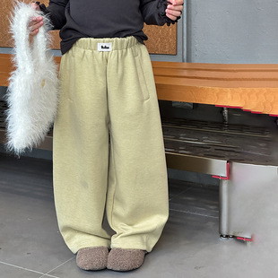 Yumi妈儿童醋酸裤冬装女童贴标休闲质感保暖好版型休闲裤25H042