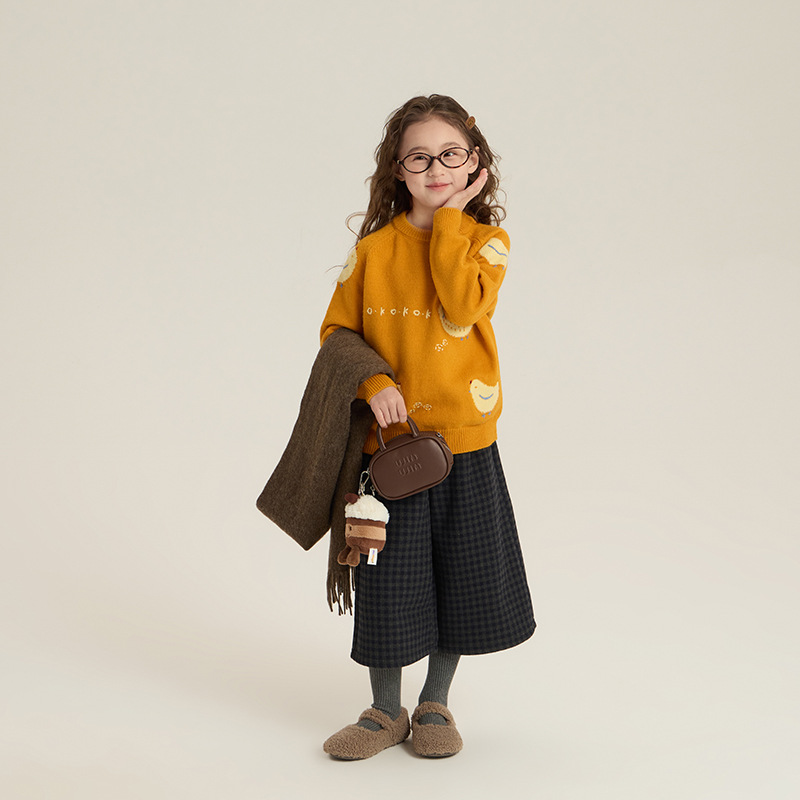 儿童冬季卡通小鸡保暖针织女童