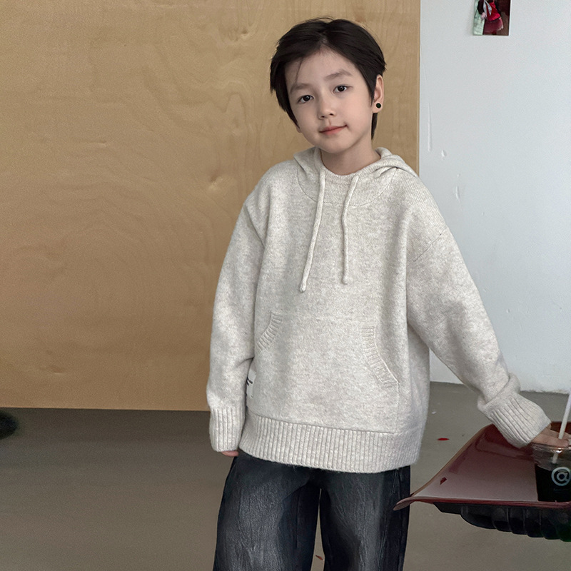 Yumi妈冬季百花绒男童贴标毛衣