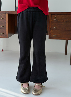 Yumi妈女童拜年服韩版加绒喇叭裤冬季儿童时尚保暖休闲裤子25M144