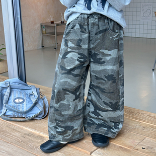 儿童休闲帅气宽松时髦迷彩裤 阔腿裤 25F066 工装 Yumi妈女童秋装