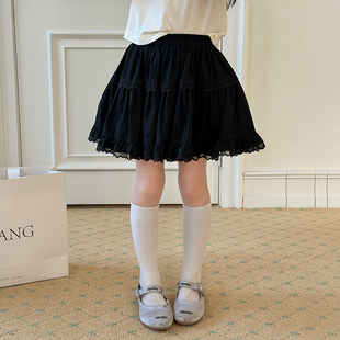 Yumi妈女童百搭好穿公主短裙儿童甜美精致蕾丝花边半身裙26A092