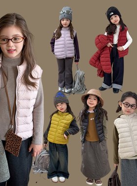 Yumi妈儿童冬季新款小排骨羽绒马甲女童时髦轻薄背心坎肩25YR010