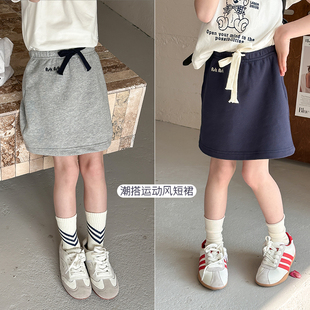 女童简约休闲短裙 运动风抽绳半身裙2025春新款 25A086 清仓款