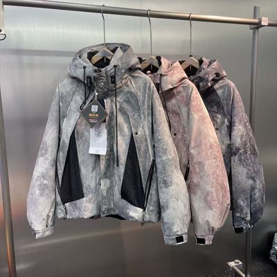 阔版迷彩连帽男款羽绒服2025冬季新款保暖拼接男女羽绒外套25009