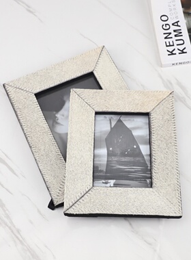 现代简约高端马毛相框摆件客厅卧室书房桌面办公室样板房家居饰品