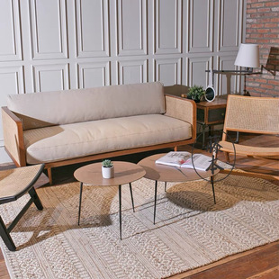 新中式藤编单人沙发民宿酒店客厅休闲藤椅天然纯藤实木家具定制