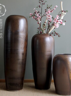 欧式复古创意陶艺陶瓷器落地大花瓶客厅家居软装饰品酒店摆件插花