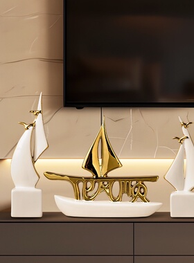 一帆风顺帆船摆件轻奢高档客厅酒柜办公室餐边柜装饰品感小众