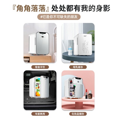 SAST小型10L迷你车载冰箱制冷学生宿舍化妆品冷藏箱车家两用现货