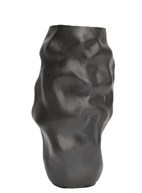 现代简约黑色异形褶皱花器摆件样板房酒店家居客厅装饰摆件工艺品