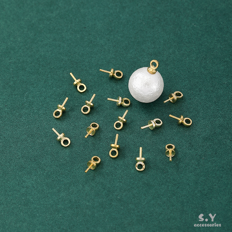 保色14K包金半孔羊眼针珠托花托