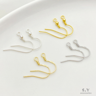 S925纯银镀14K18K白金保色耳钩耳钉耳环手工diy耳饰材料饰品配件