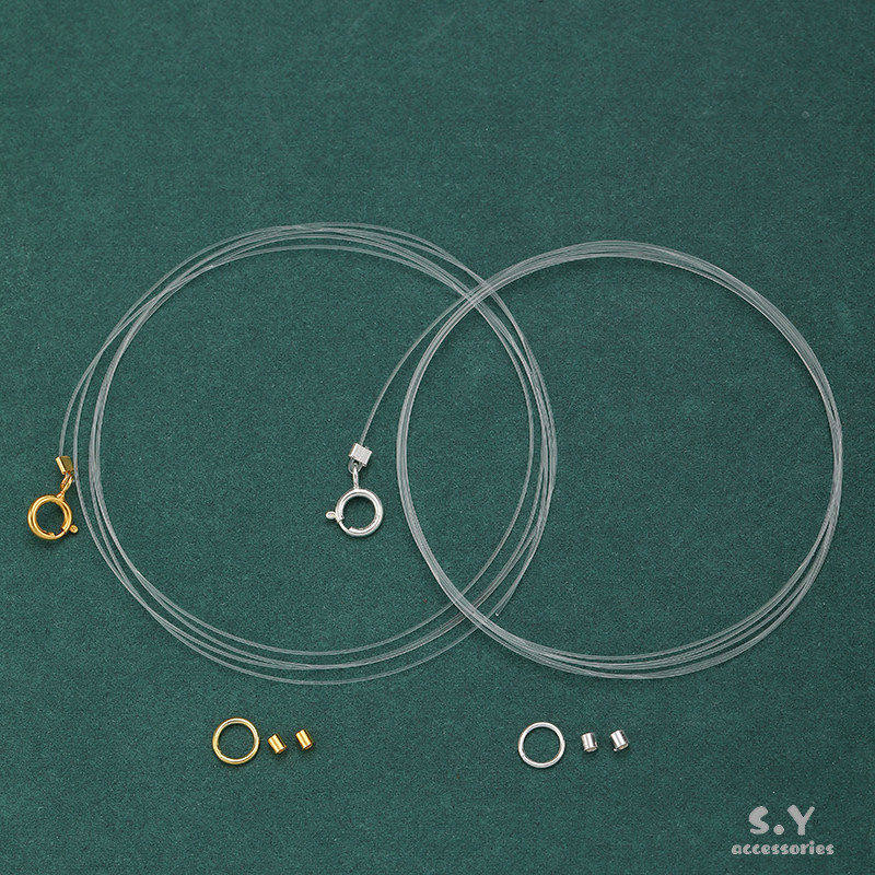 保色s925纯银透明鱼线串珍珠手链项链专用线手工diy半成品材料包