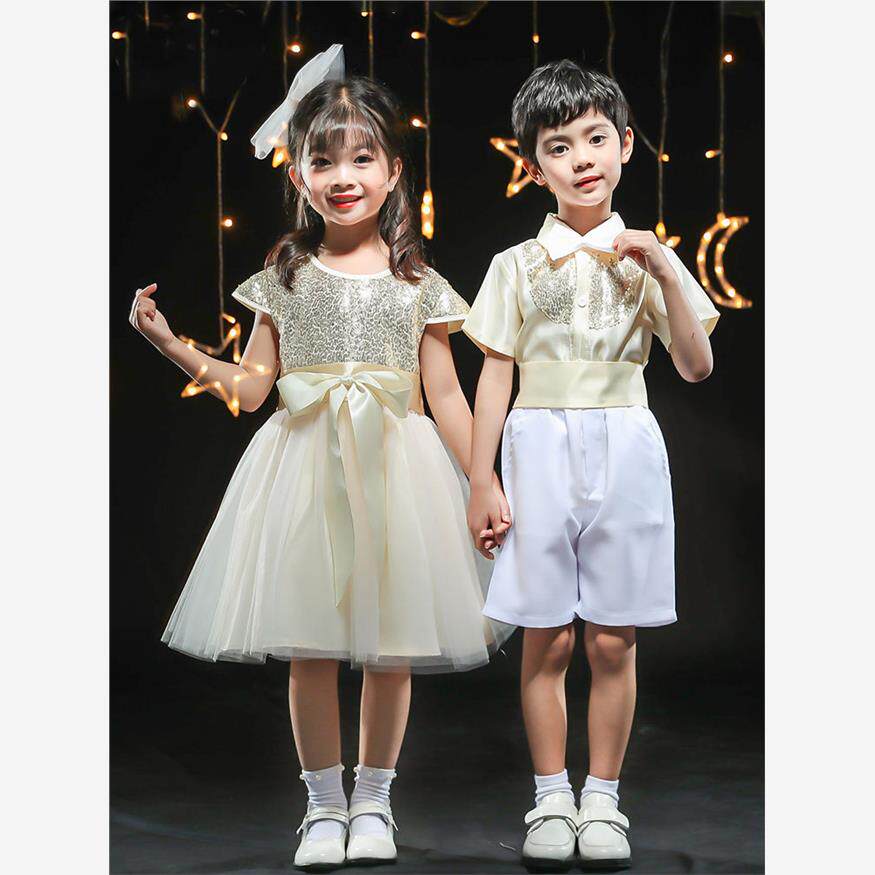 六一儿童节大合唱演出服女童蓬蓬纱裙幼儿园男童诗词朗诵表演服装