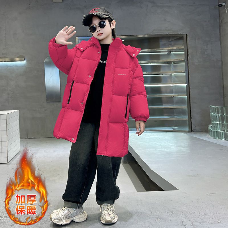 男童羽绒棉服新款中大童2025 冬季儿童加厚棉衣男孩中长款棉袄