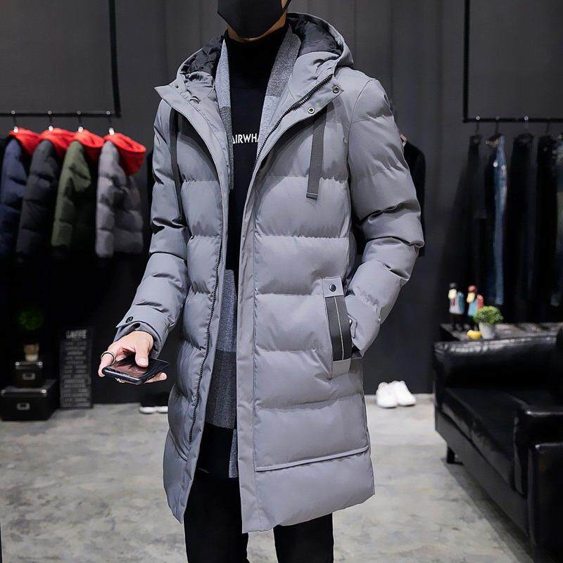 羽绒棉服冬季加长棉大衣男士中长款过膝加厚大码青年连帽大棉袄子