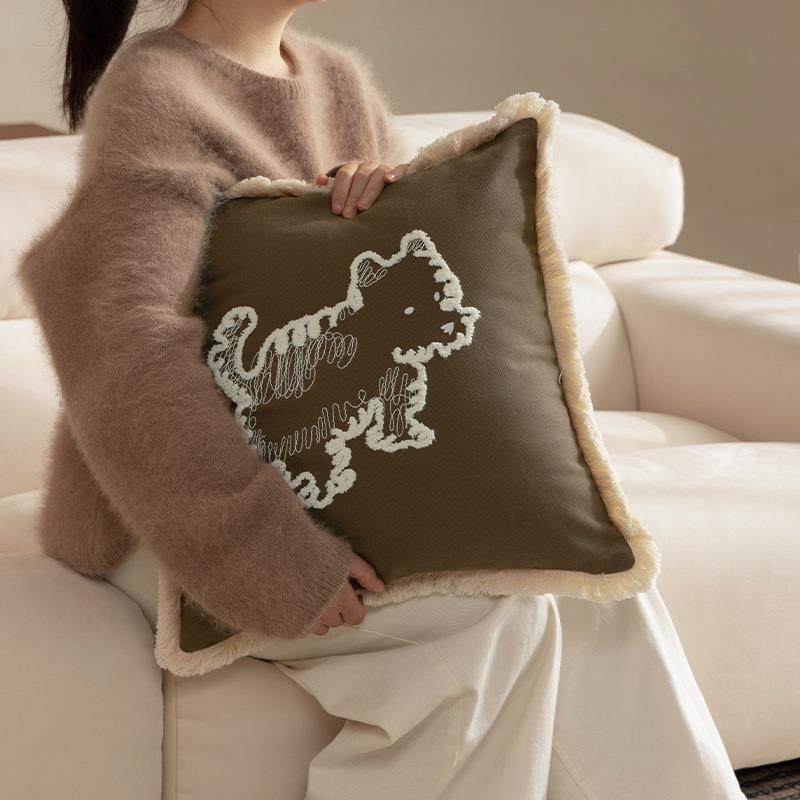抱枕沙发客厅高级感刺绣可爱小狗靠枕套样酒店板间轻奢床头靠垫,居家布艺,抱枕被,淘宝优惠券,粉丝福利购,淘宝优惠卷