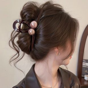珍珠头发抓夹女高级感2025新款大号发量大发夹后脑勺鲨鱼夹子头饰
