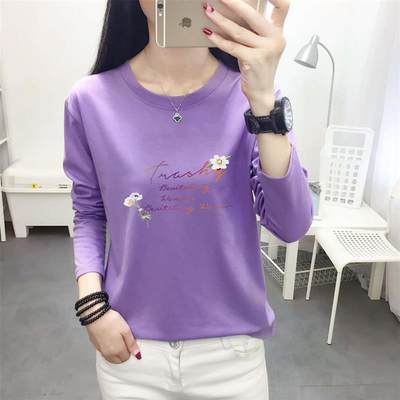 Long-sleeved T-shirt womens casual outer top loose large