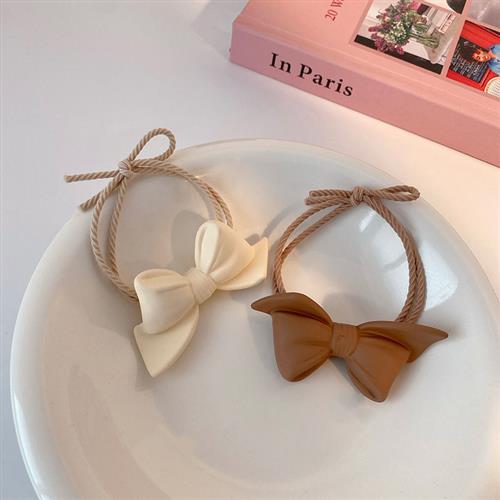 Milk chocolate cute three-dimensional bow hair rope girl