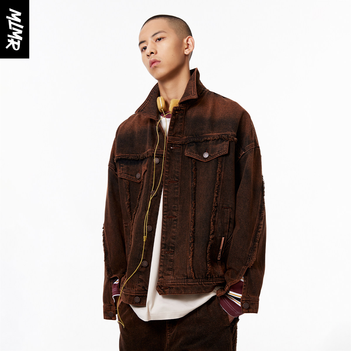 丁真陆柯燃同款】MLMR秋冬新款做旧外套情侣男女款牛仔水洗夹克,女装/女士精品,短外套,淘宝优惠券,粉丝福利购,淘宝优惠卷