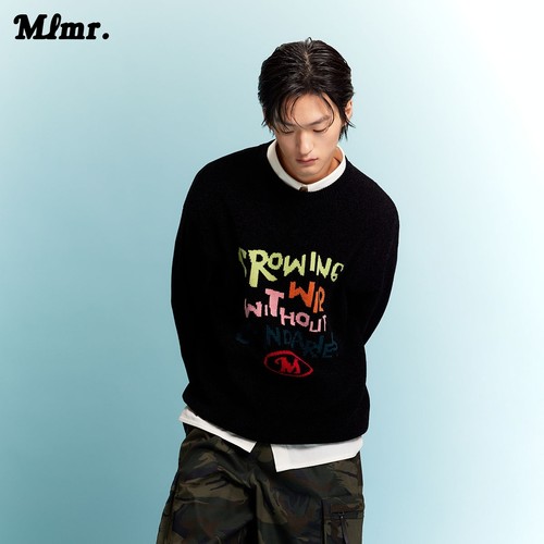 MLMR圆领字母提花针织衫软糯材质
