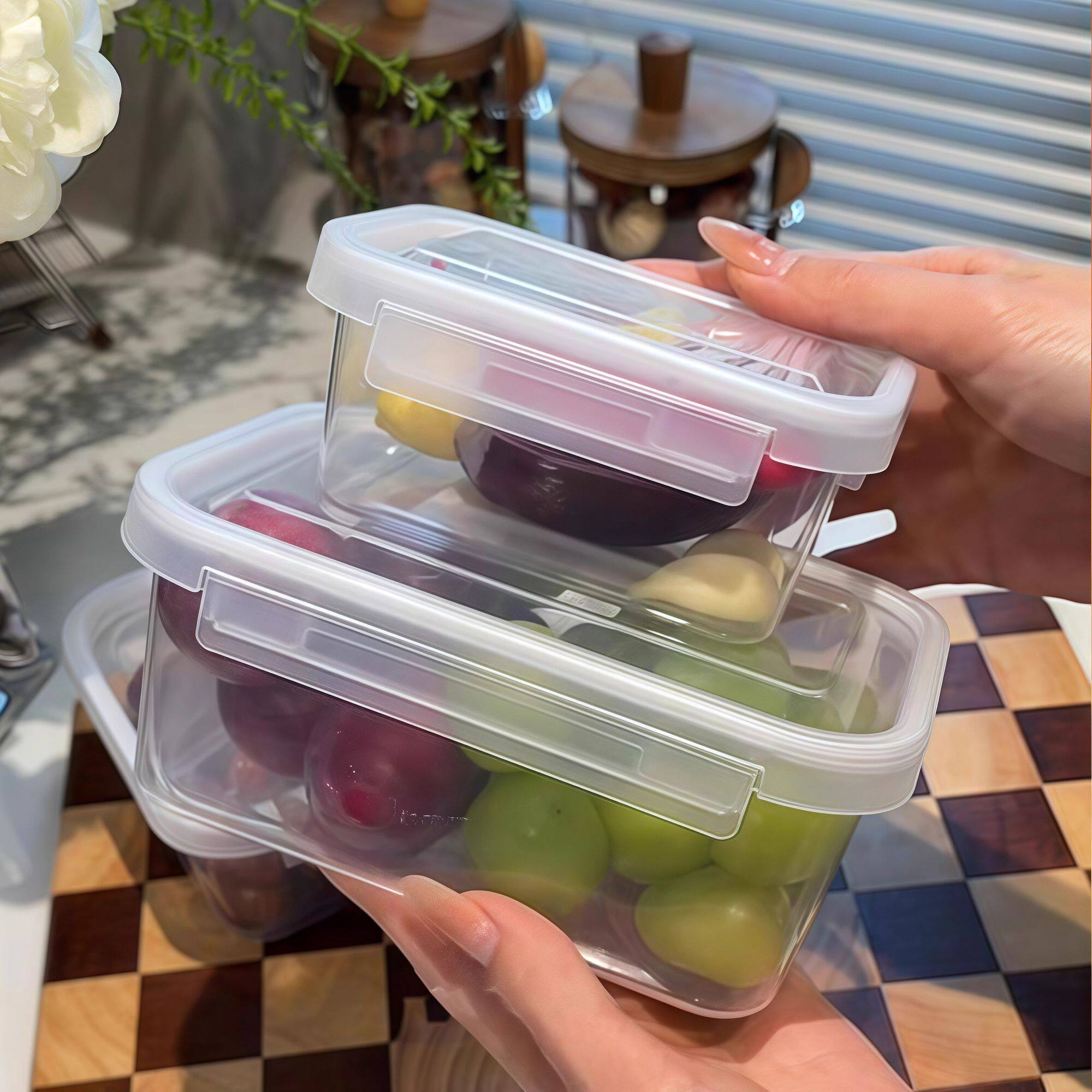 便携式食品级保鲜盒冰箱水果蔬菜收纳盒大容量冷冻密封防潮整理盒