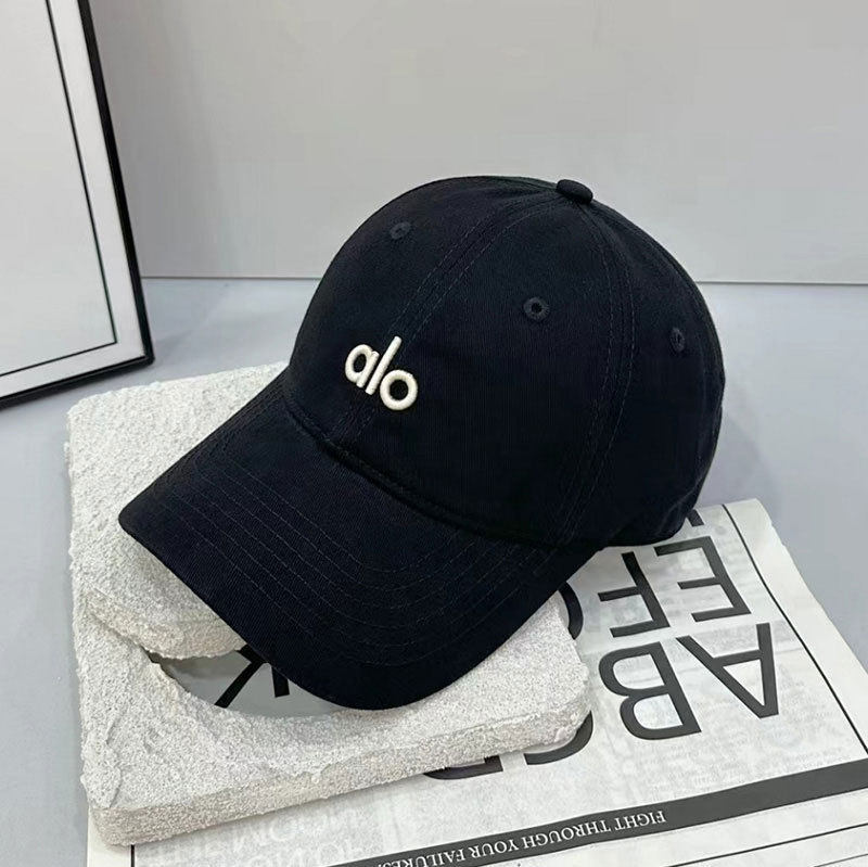 2025alo Korean Style Niche Design Letters Embroider Baseball Cap Women's Wide Brim Face-Looking Small Couple Peaked Cap