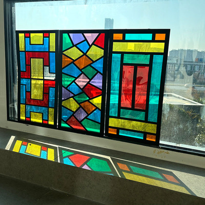 岭南非遗满洲窗光影彩色玻璃纸DIY画室艺术课亲子手工沙龙暖场活动幼儿园环创材料